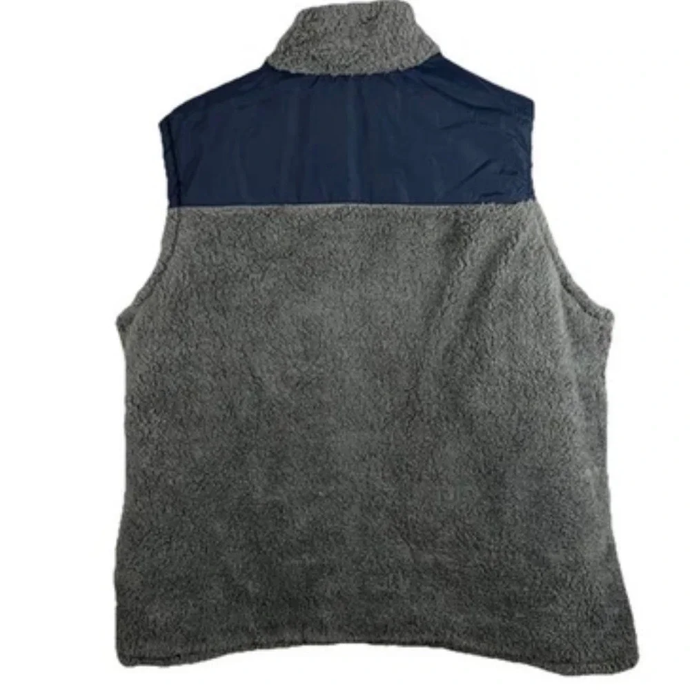 Chicago Bears Reversible Puffer Vest Fleece Men L Navy Orange Gray NFL - Picture 4 of 12